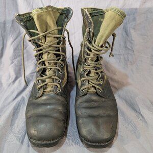 Vintage US Army Vietnam Era Green Canvas & Leather Jungle Combat Boots - Men's 9
